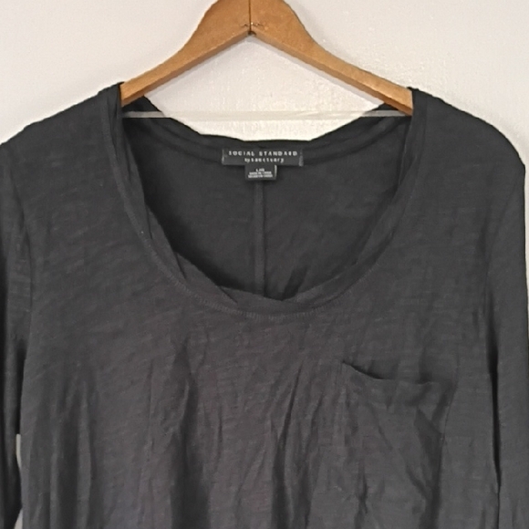 Social Standard By Charcoal Black Long Sleeve Shirt Size Large Tshirt - Picture 3 of 8